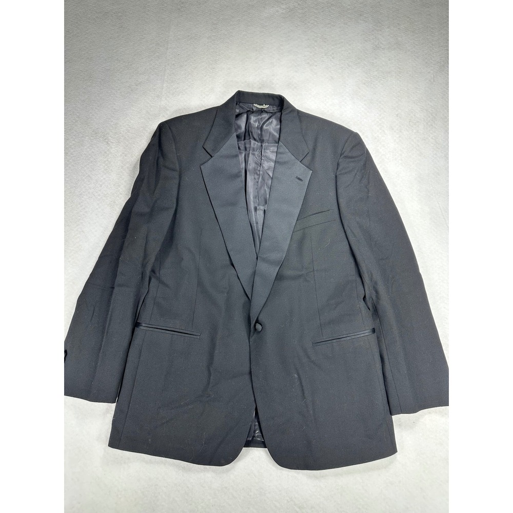 Vtg Christian Dior Monsieur Black Tuxedo Blazer Jacket Mens 46L Dinner Coat USA